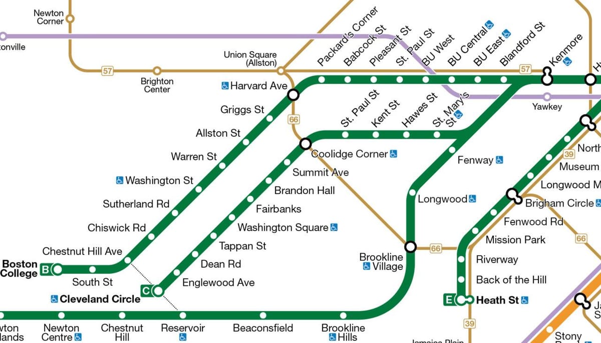 MBTA הקו הירוק מפה