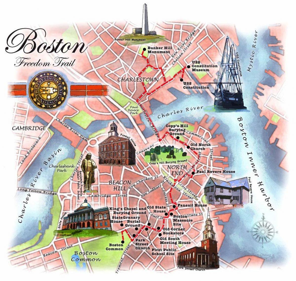 מפה של בוסטון-freedom trail