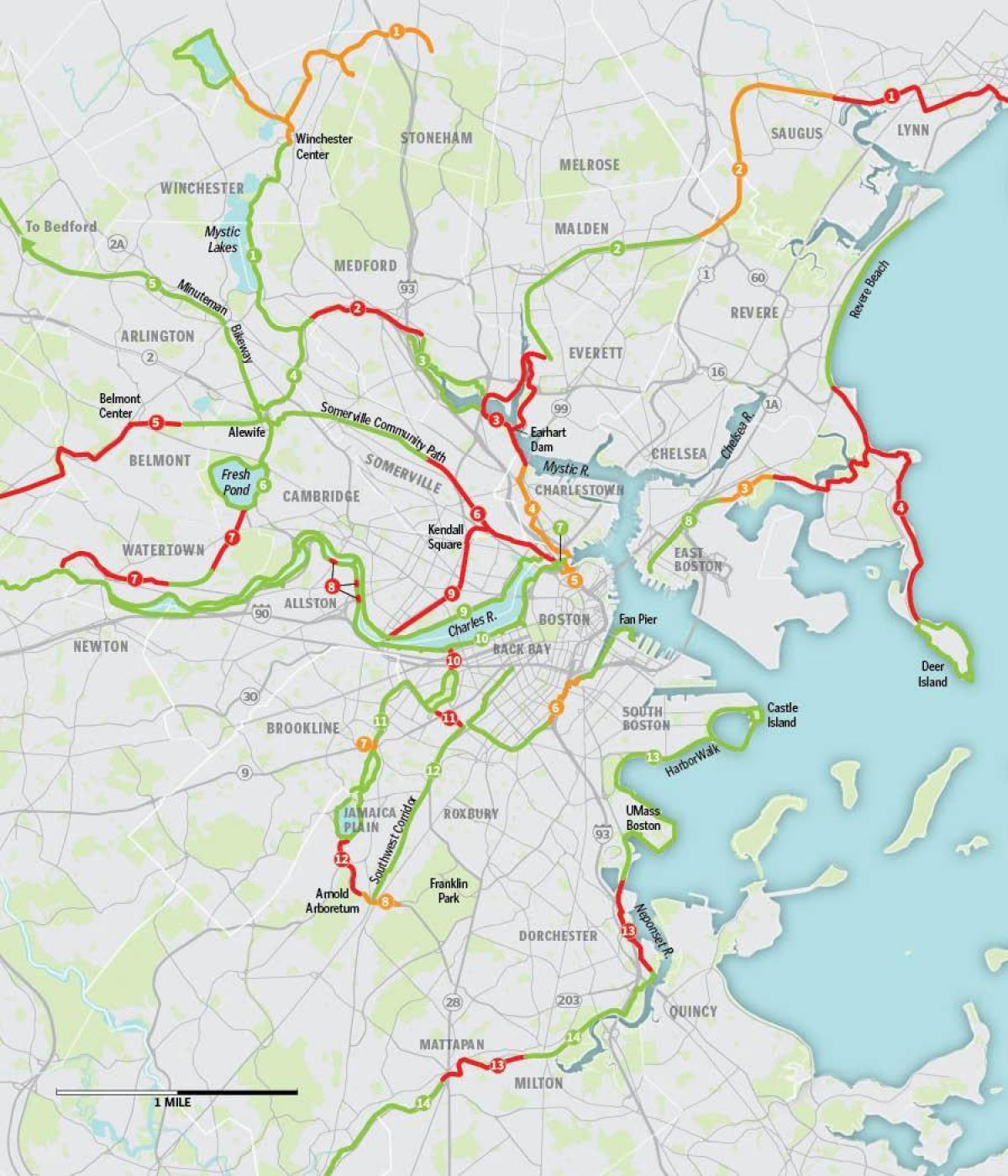 מפה של בוסטון אופניים