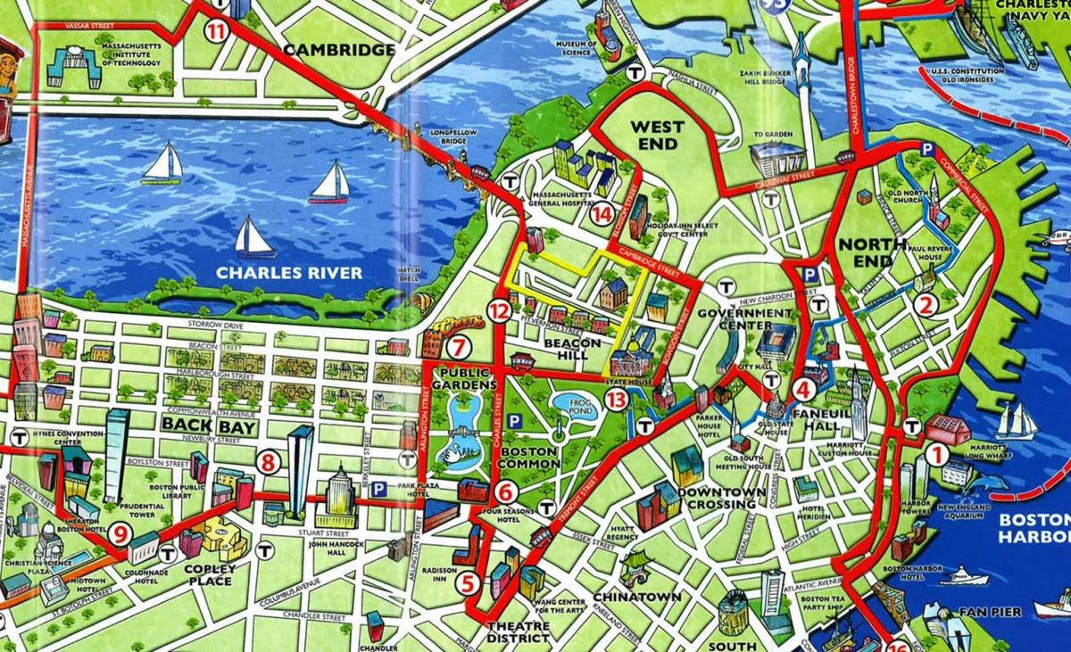 מפה של בוסטון אטרקציות