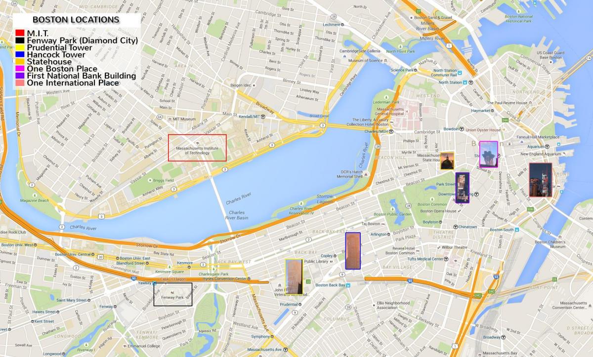 מפה של מרכז העיר בוסטון.