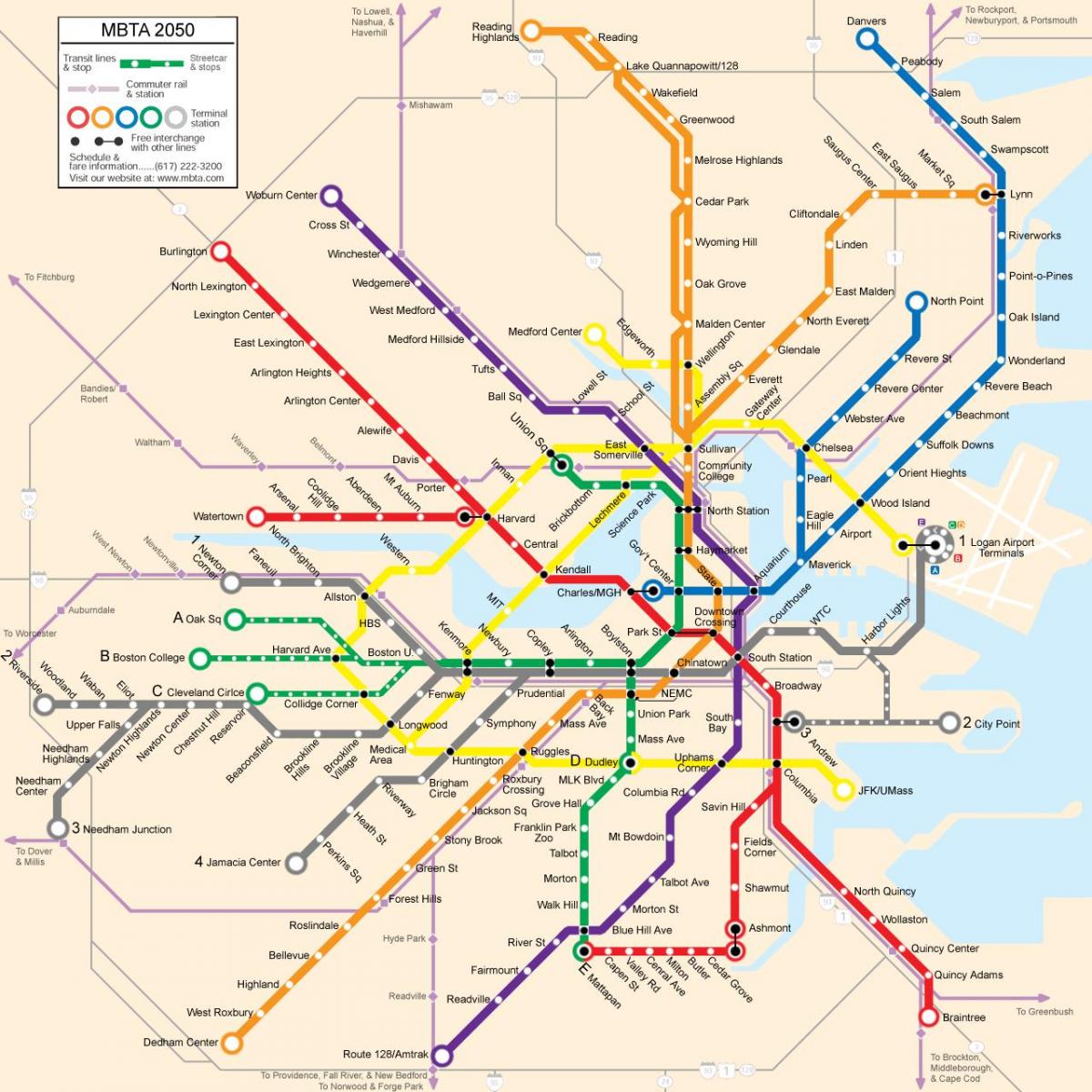 בוסטון תחבורה ציבורית מפה