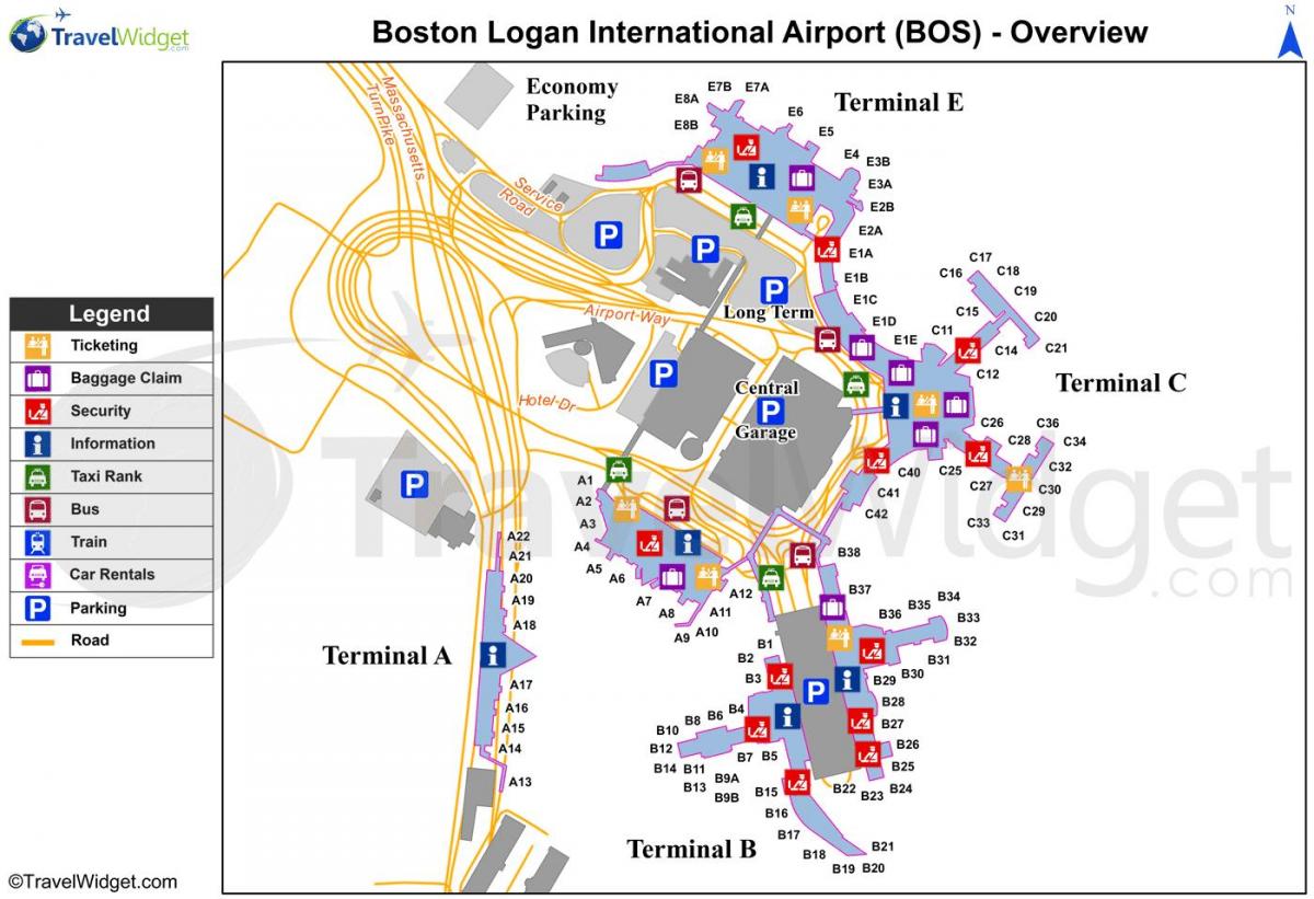 מפה של נמל התעופה הבינלאומי לוגן