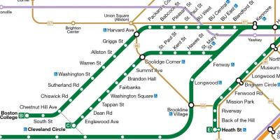 MBTA הקו הירוק מפה
